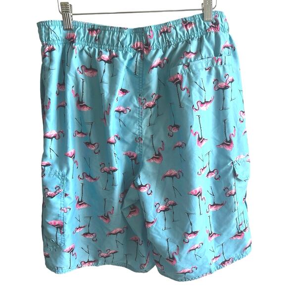 Beverly Hills Polo Club Flamingo Swim Trunks L Mesh Lined Tropical Beach Shorts - Picture 3 of 7
